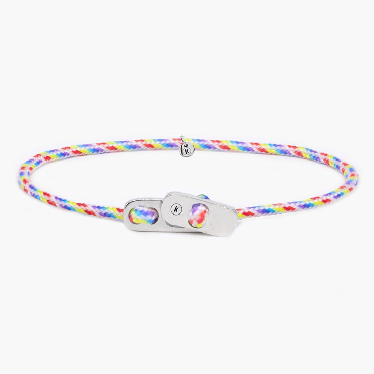 Sailing Cord Bracelet With Silver Clasp (Multicolors)-Bracelet-Kompsós