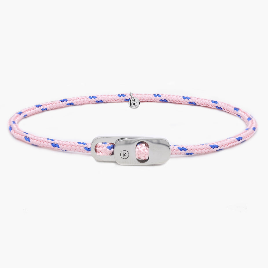 Sailing Cord Bracelet With Silver Clasp (Multicolors)-Bracelet-Kompsós