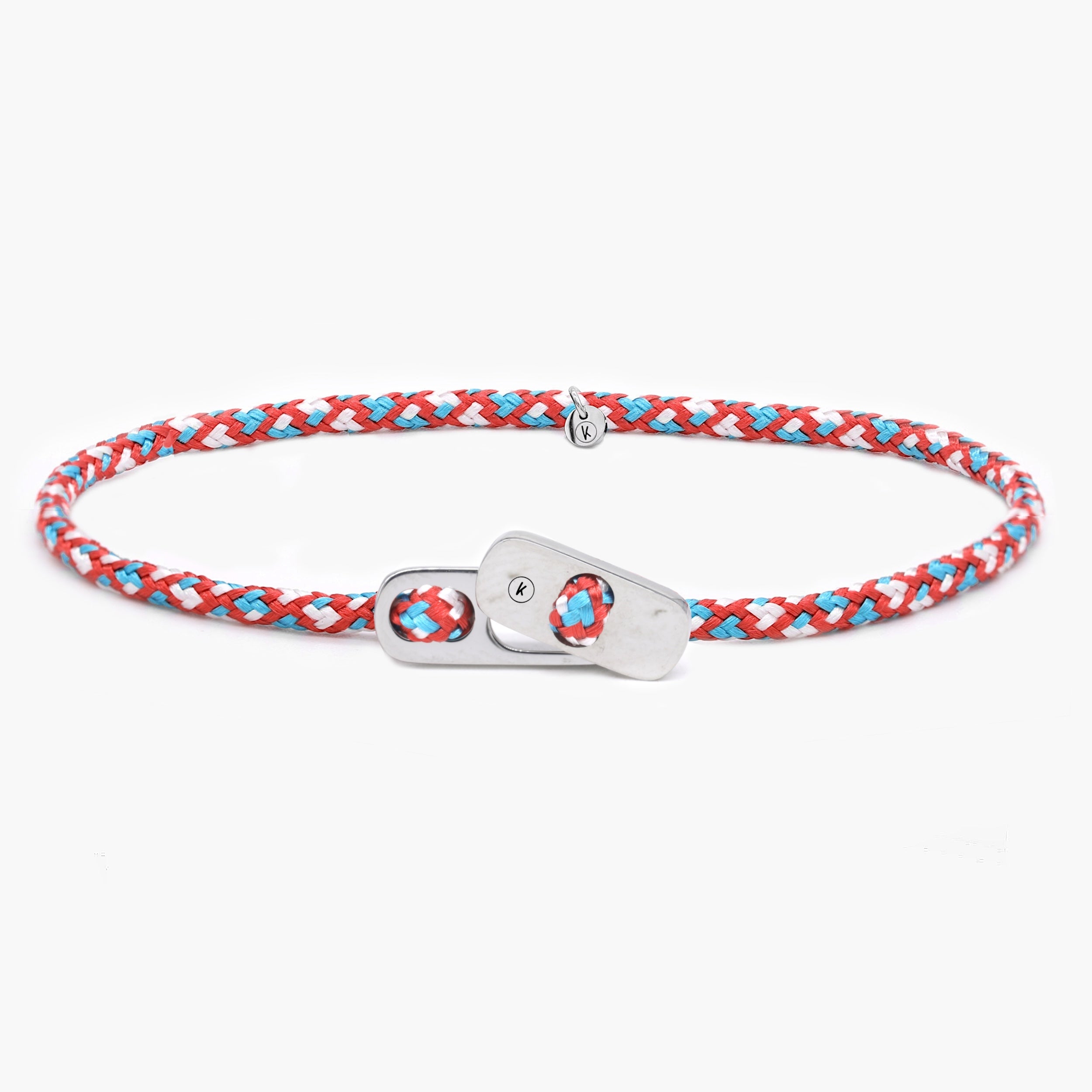 Sailing Cord Bracelet With Silver Clasp (Multicolors)-Bracelet-Kompsós