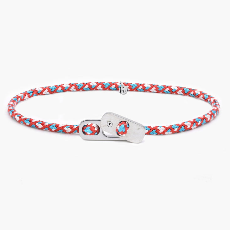 Sailing Cord Bracelet With Silver Clasp (Multicolors)-Bracelet-Kompsós
