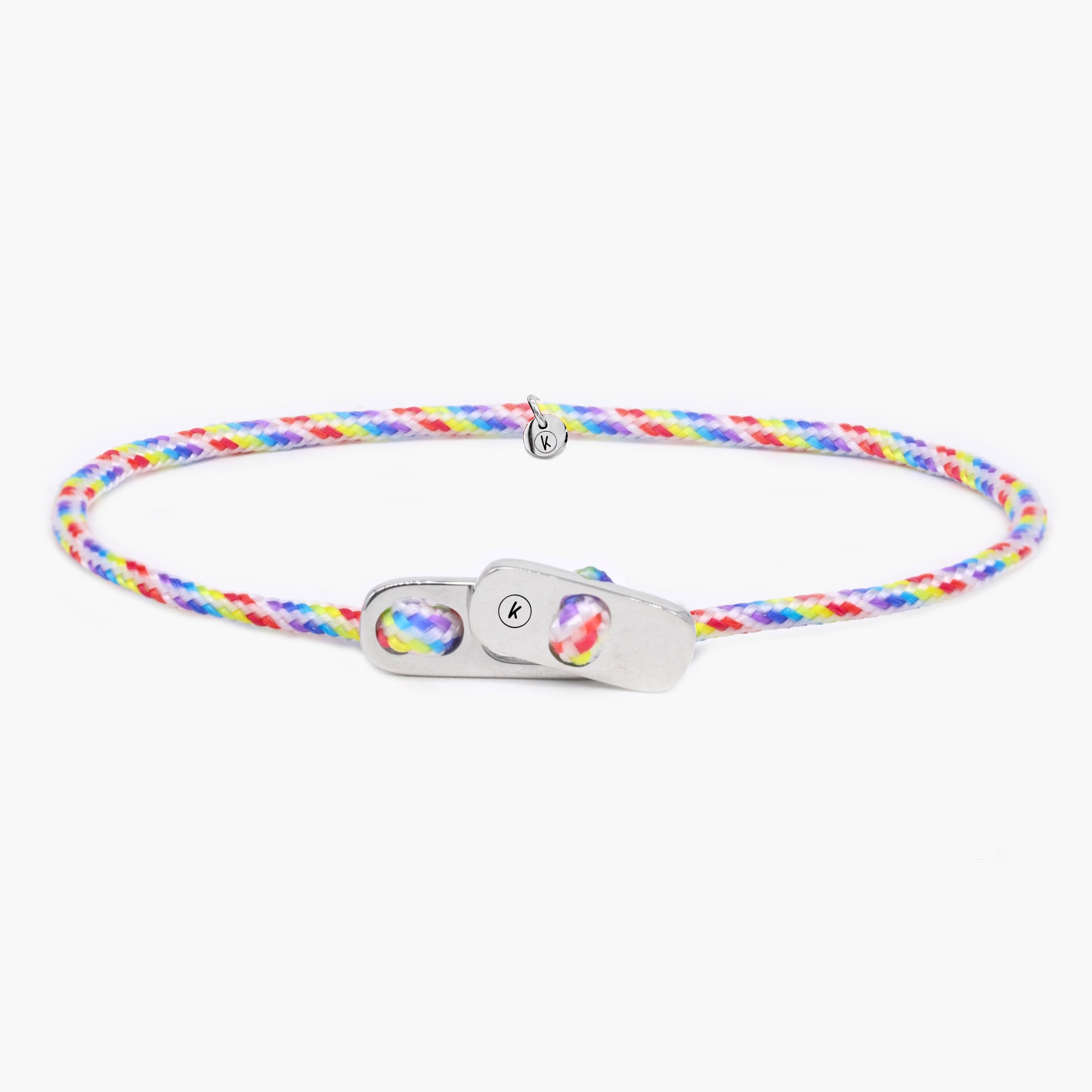 Sailing Cord Bracelet With Silver Clasp (Multicolors)-Bracelet-Kompsós