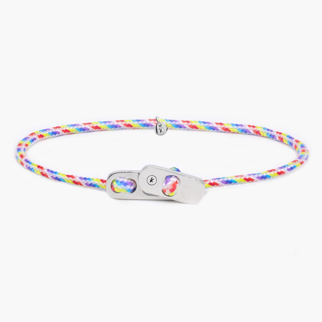 Sailing Cord Bracelet With Silver Clasp (Multicolors)-Bracelet-Kompsós