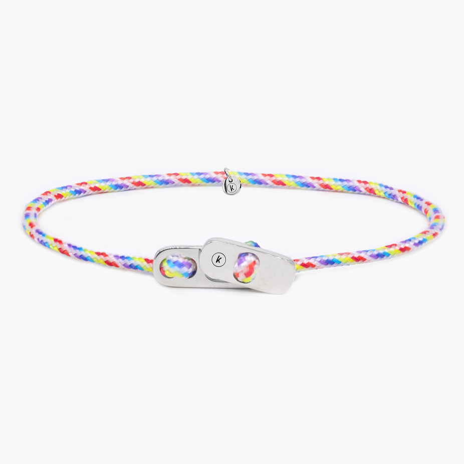 Sailing Cord Bracelet With Silver Clasp (Multicolors)-Bracelet-Kompsós
