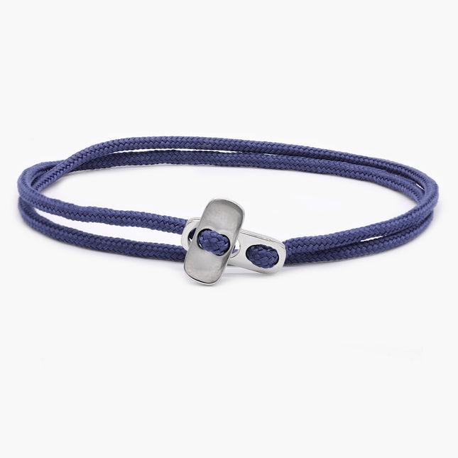 Sailing Cord Bracelet With Silver Clasp (Ocean Blue)-Bracelet-Kompsós
