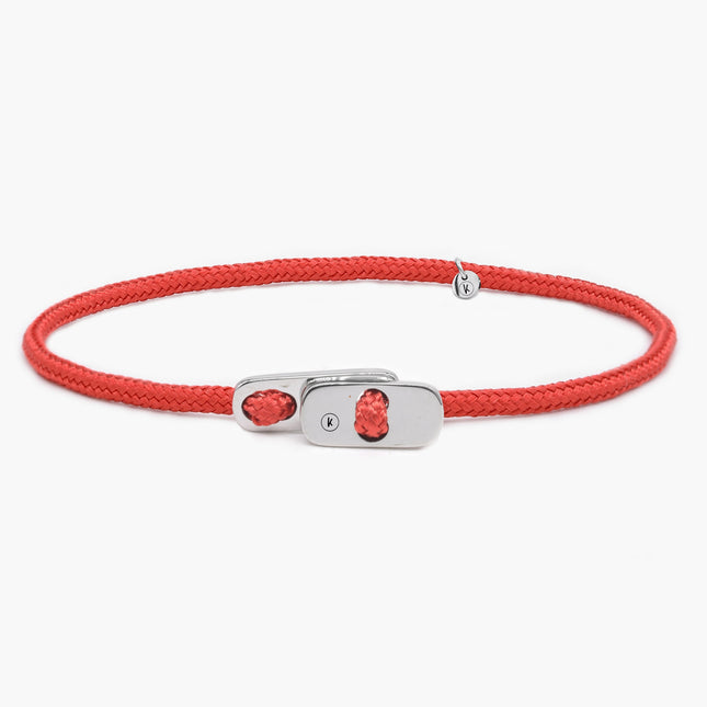 Sailing Cord Bracelet With Silver Clasp (Red)-Bracelet-Kompsós