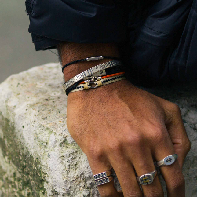 Hand-forged "Navajo" Silver Bangle