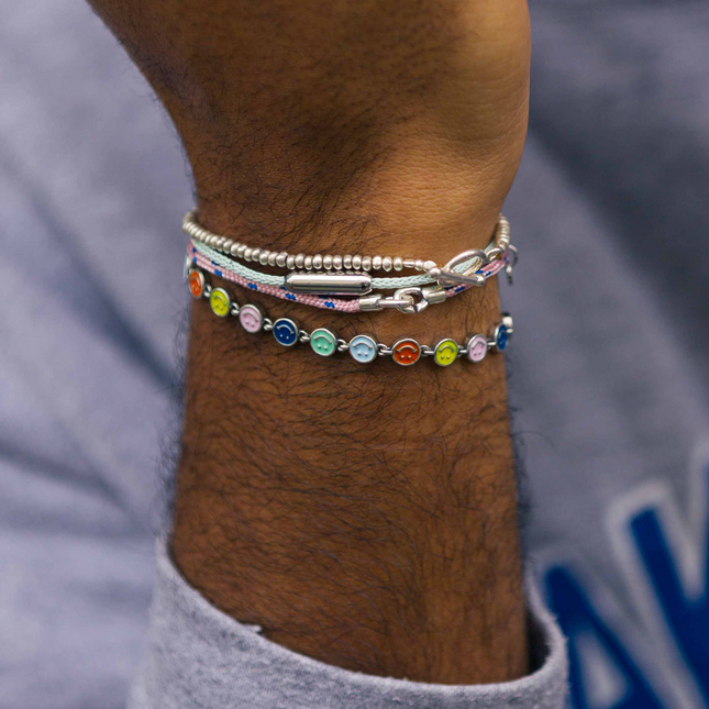 Assorted Smiley Sterling Silver Chain Bracelet