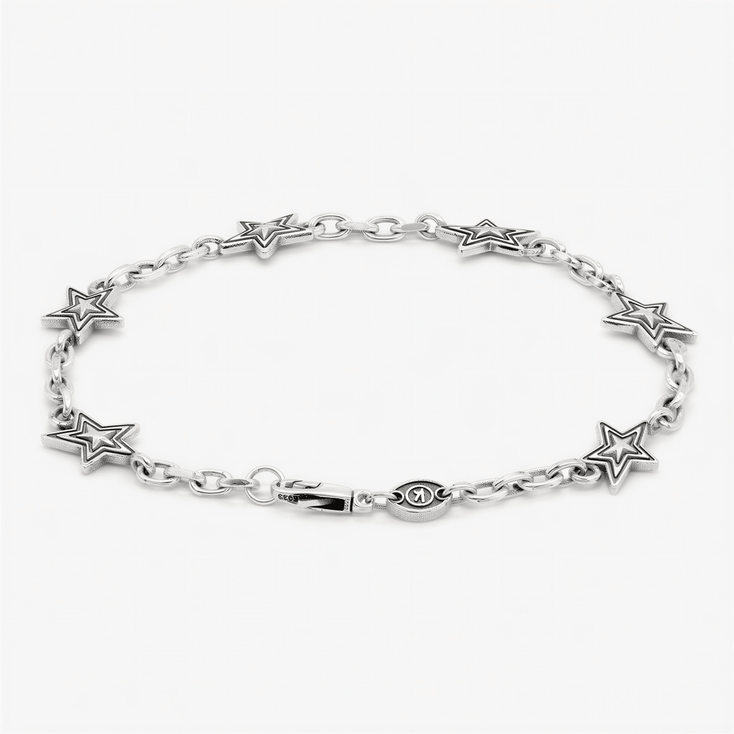 Shooting Star Sterling Silver Chain Bracelet-Bracelet-Kompsós