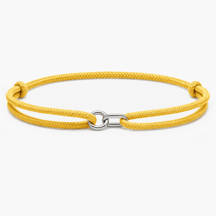 Silver Bracelet With Geometric Double Hoops (Canary Yellow)-Bracelet-Kompsós