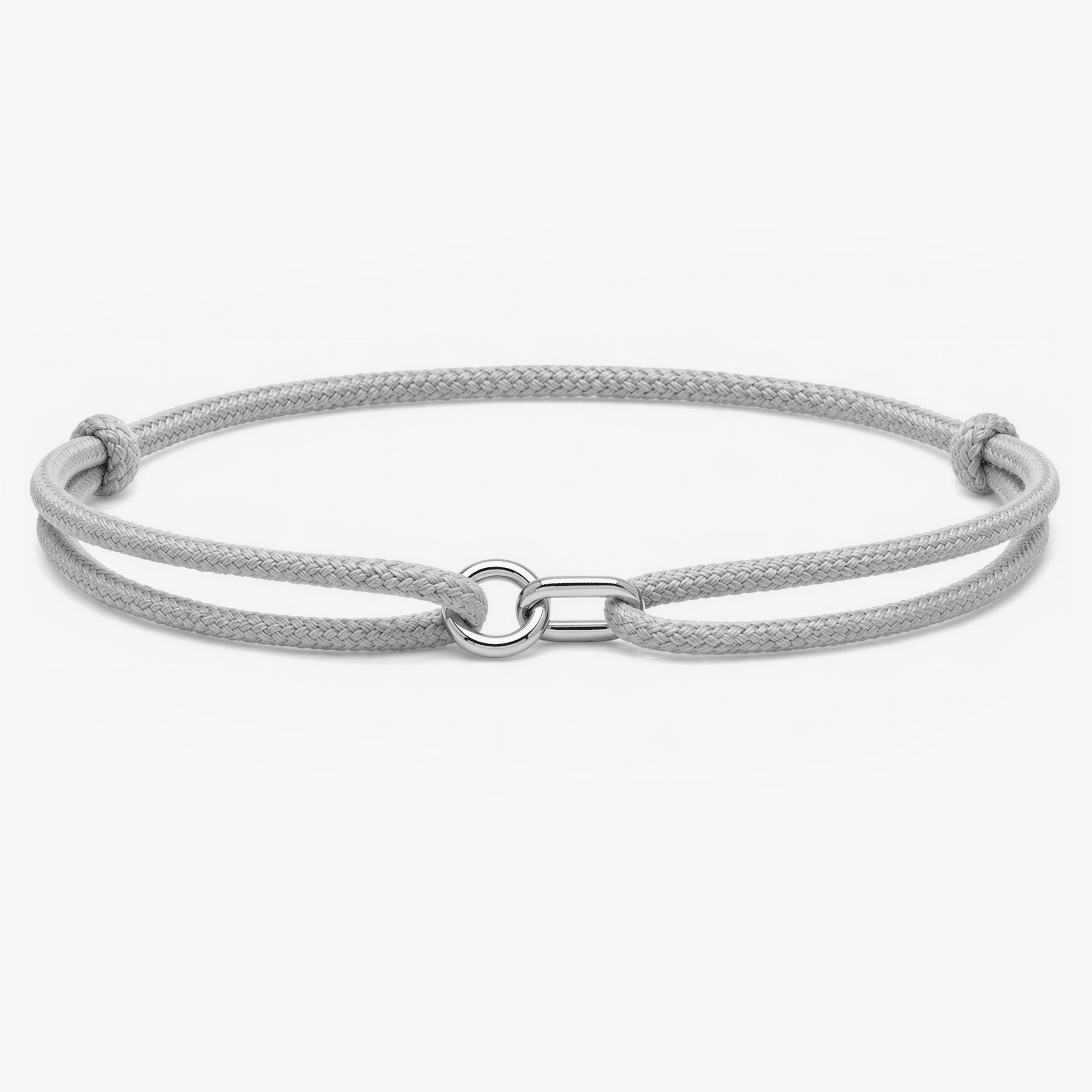 Silver Bracelet With Geometric Double Hoops (Grey)-Bracelet-Kompsós