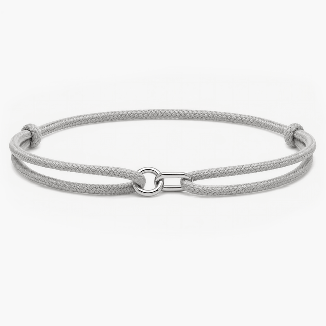 Silver Bracelet With Geometric Double Hoops (Grey)-Bracelet-Kompsós