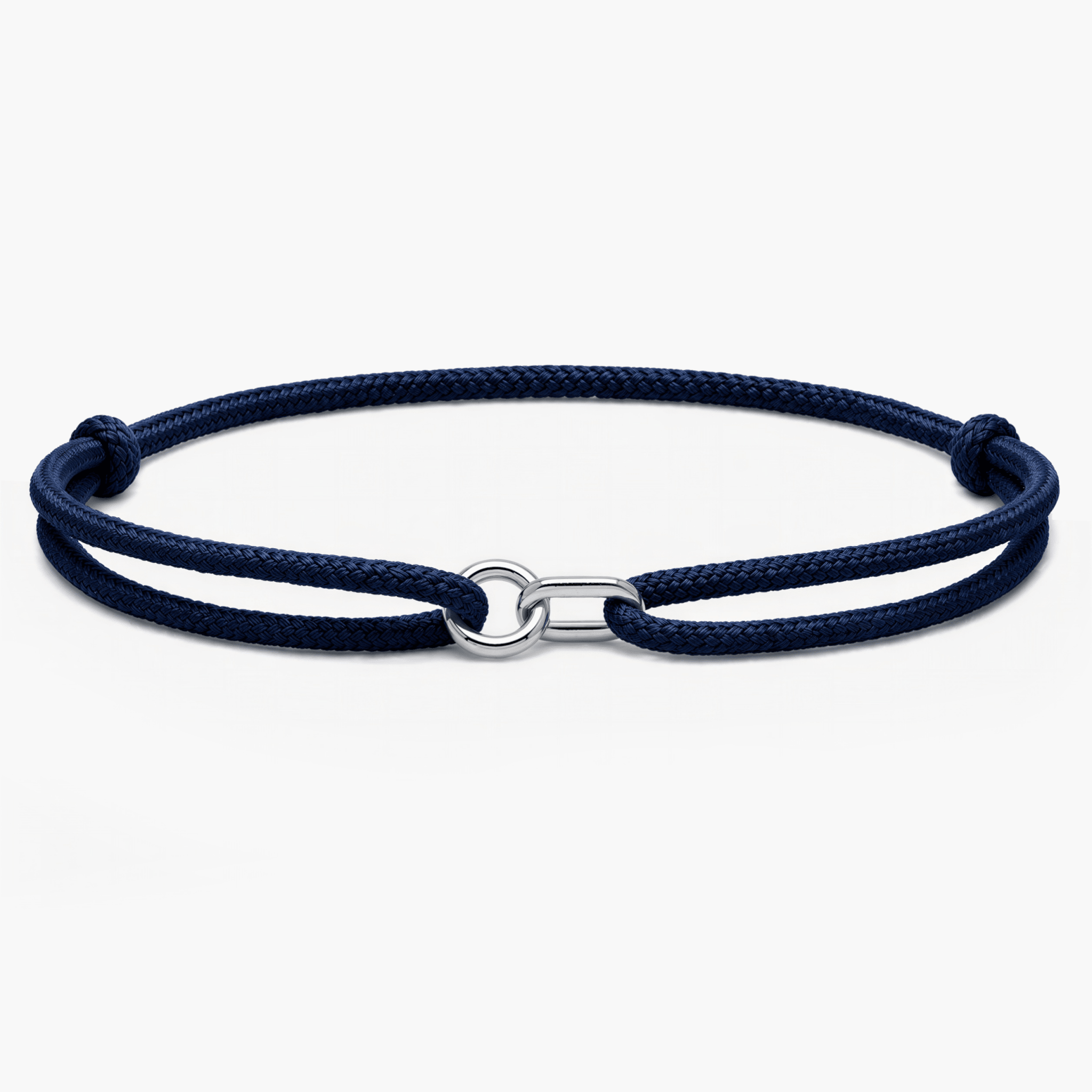 Silver Bracelet With Geometric Double Hoops (Navy Blue)-Bracelet-Kompsós