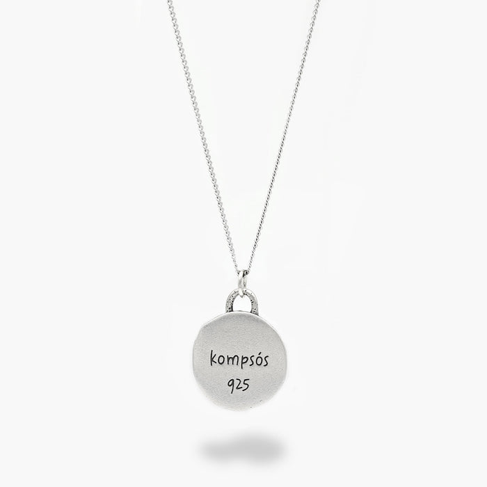 Silver Necklace With Lava Stone Pendant-Necklace-Kompsós