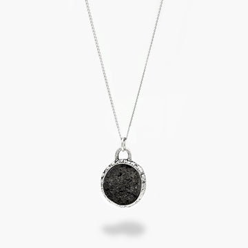 Silver Necklace With Lava Stone Pendant-Necklace-Kompsós