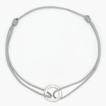 String Bracelet With Sterling Silver Connector (Grey)