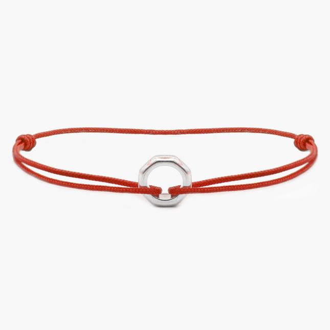 Silver "Octa" String Bracelet (Red)-Bracelet-Kompsós