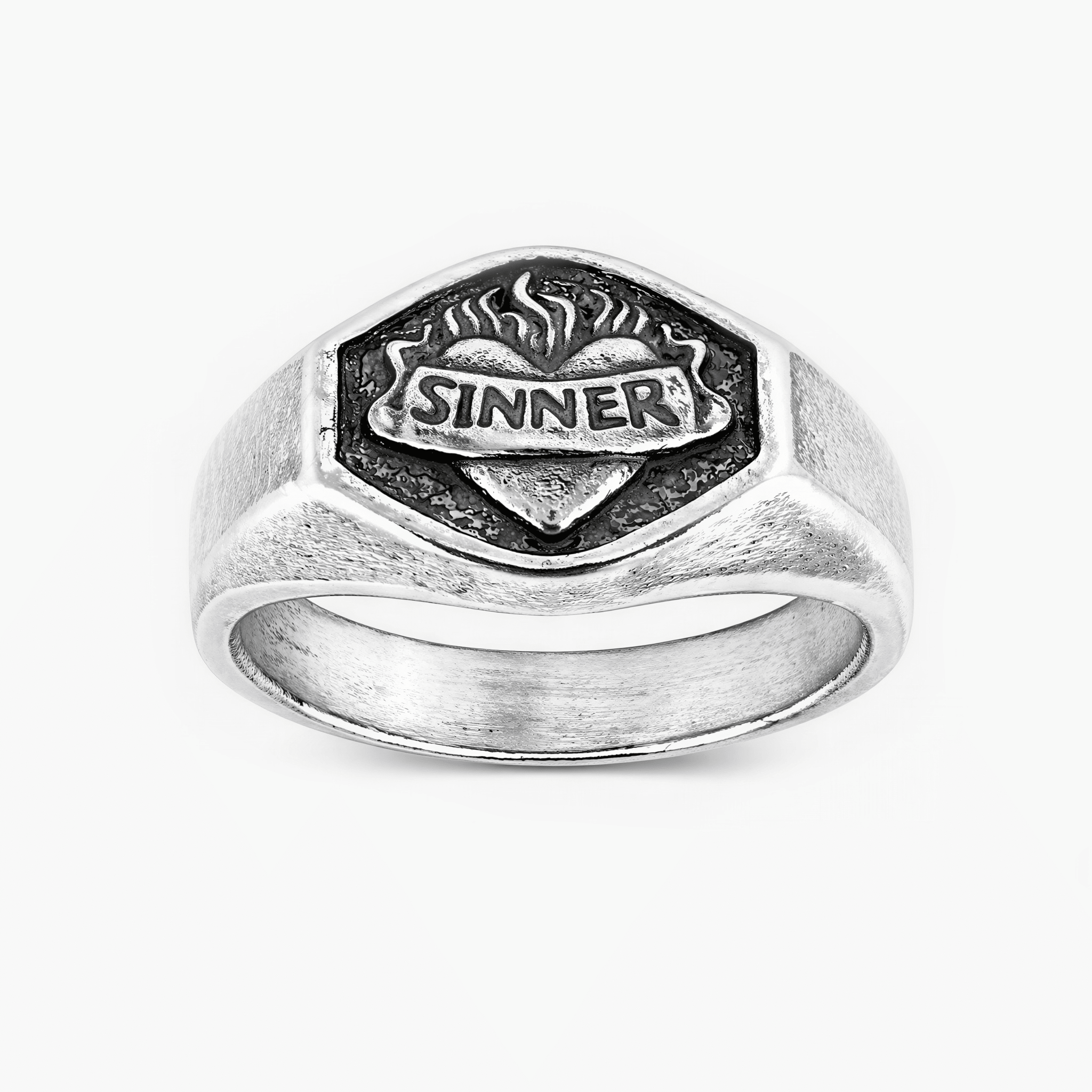 Sinner Sacred Heart Sterling Silver Ring-Ring-Kompsós