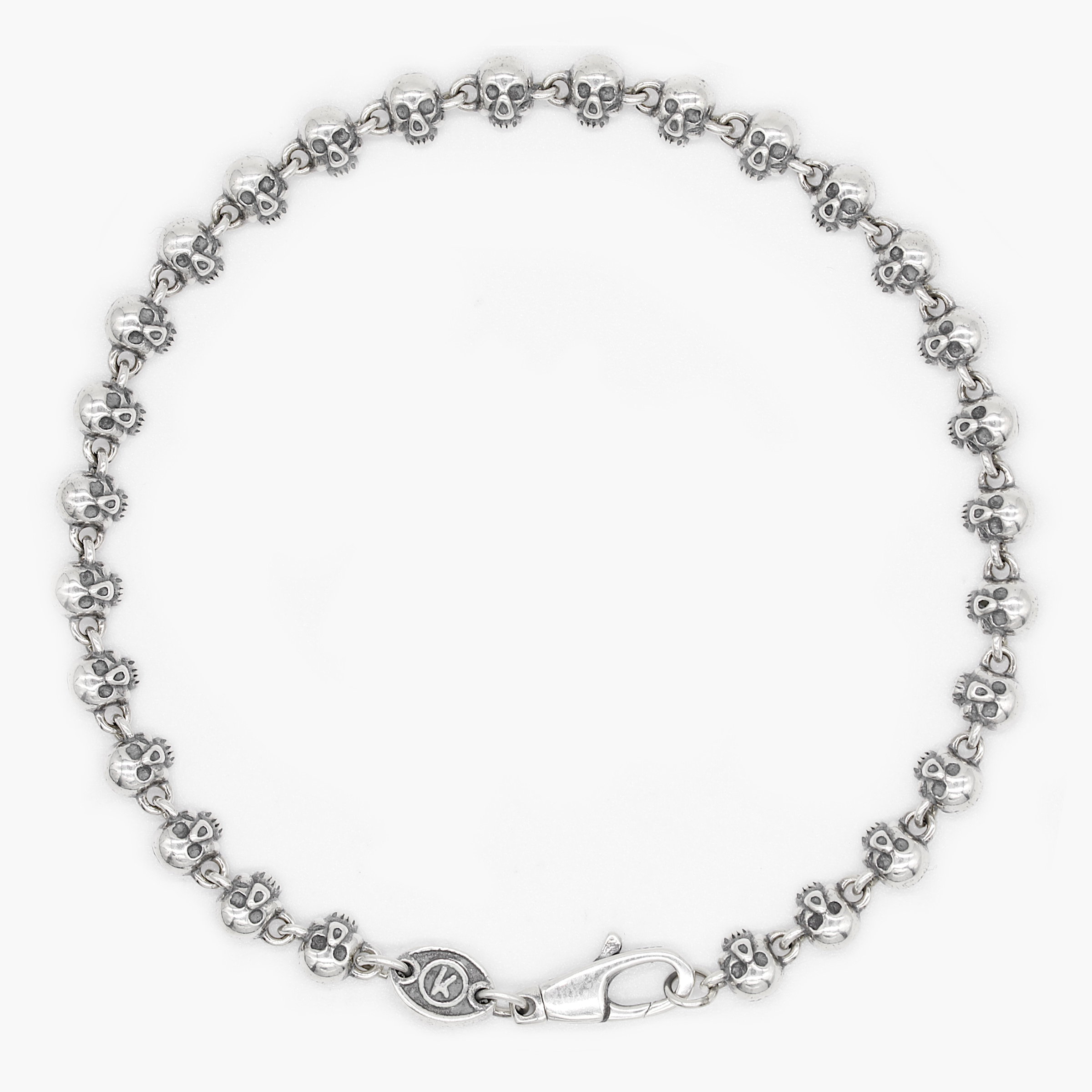 Skull Sterling Silver Chain Bracelet-Kompsós