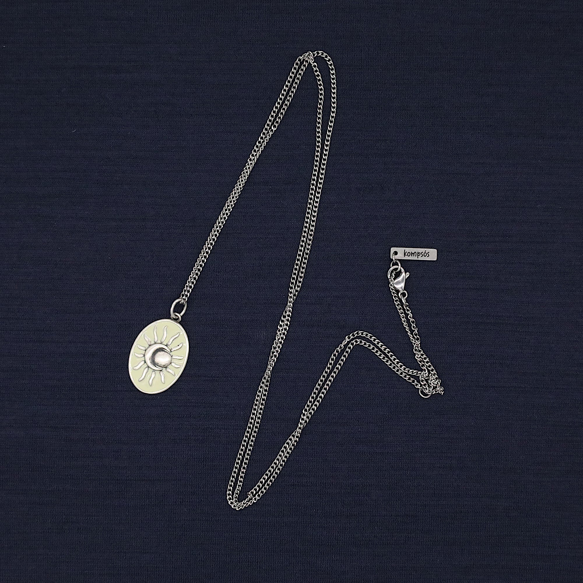Solar Eclipse Sterling Silver Necklace (Cream)-Necklace-Kompsós