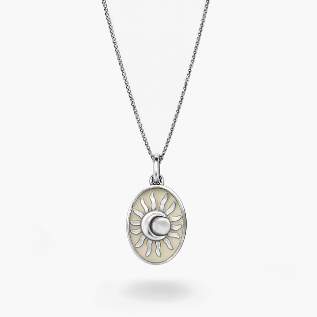 Solar Eclipse Sterling Silver Necklace (Cream)-Necklace-Kompsós