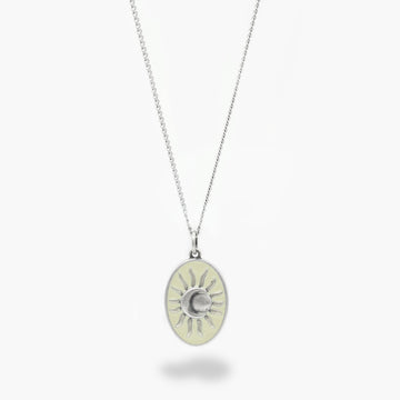 Solar Eclipse Sterling Silver Necklace (Cream)-Necklace-Kompsós