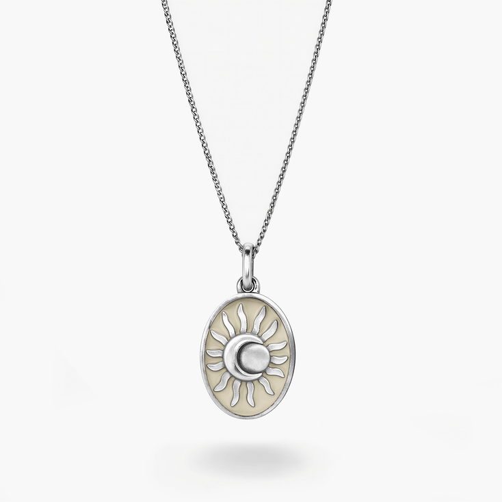 Solar Eclipse Sterling Silver Necklace (Cream)-Necklace-Kompsós