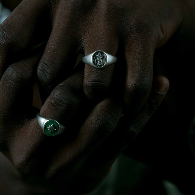 St. Christopher Sterling Silver Signet Ring-Ring-Kompsós