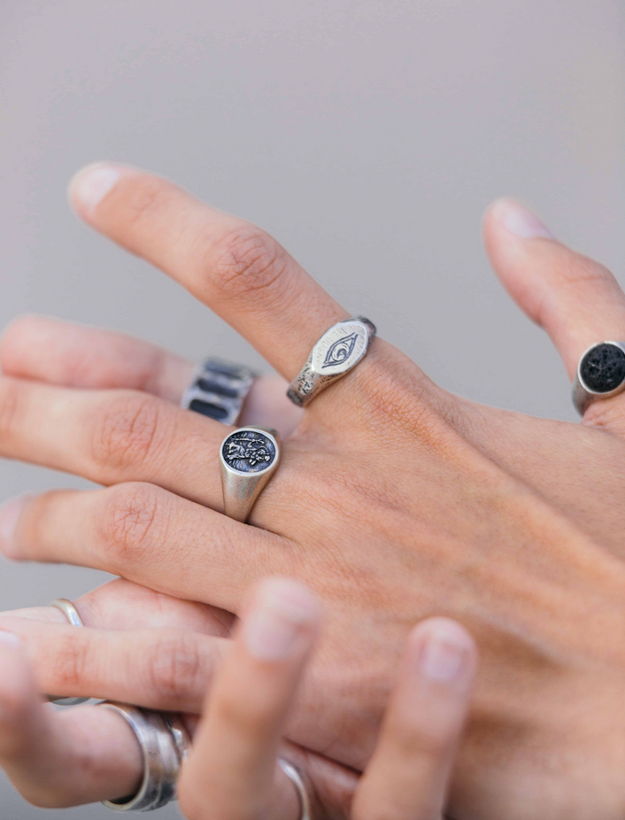 St. Christopher Sterling Silver Signet Ring-Ring-Kompsós