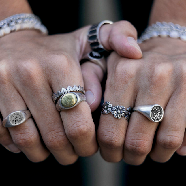 St. Christopher Sterling Silver Signet Ring-Ring-Kompsós