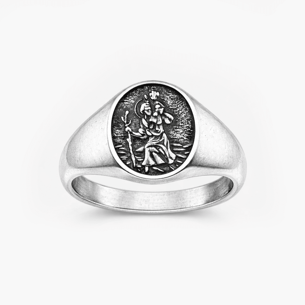 St. Christopher Sterling Silver Signet Ring-Ring-Kompsós