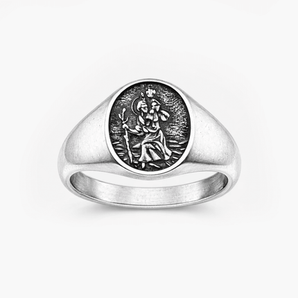 St. Christopher Sterling Silver Signet Ring-Ring-Kompsós