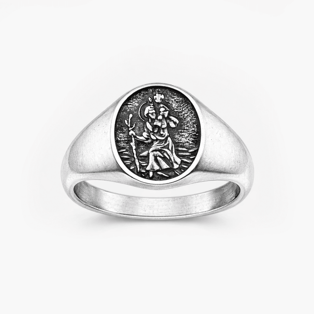 St. Christopher Sterling Silver Signet Ring-Ring-Kompsós