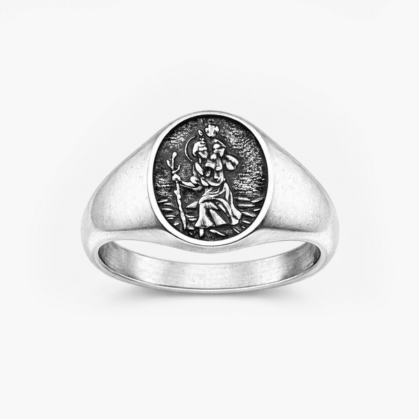 St. Christopher Sterling Silver Signet Ring – Kompsós