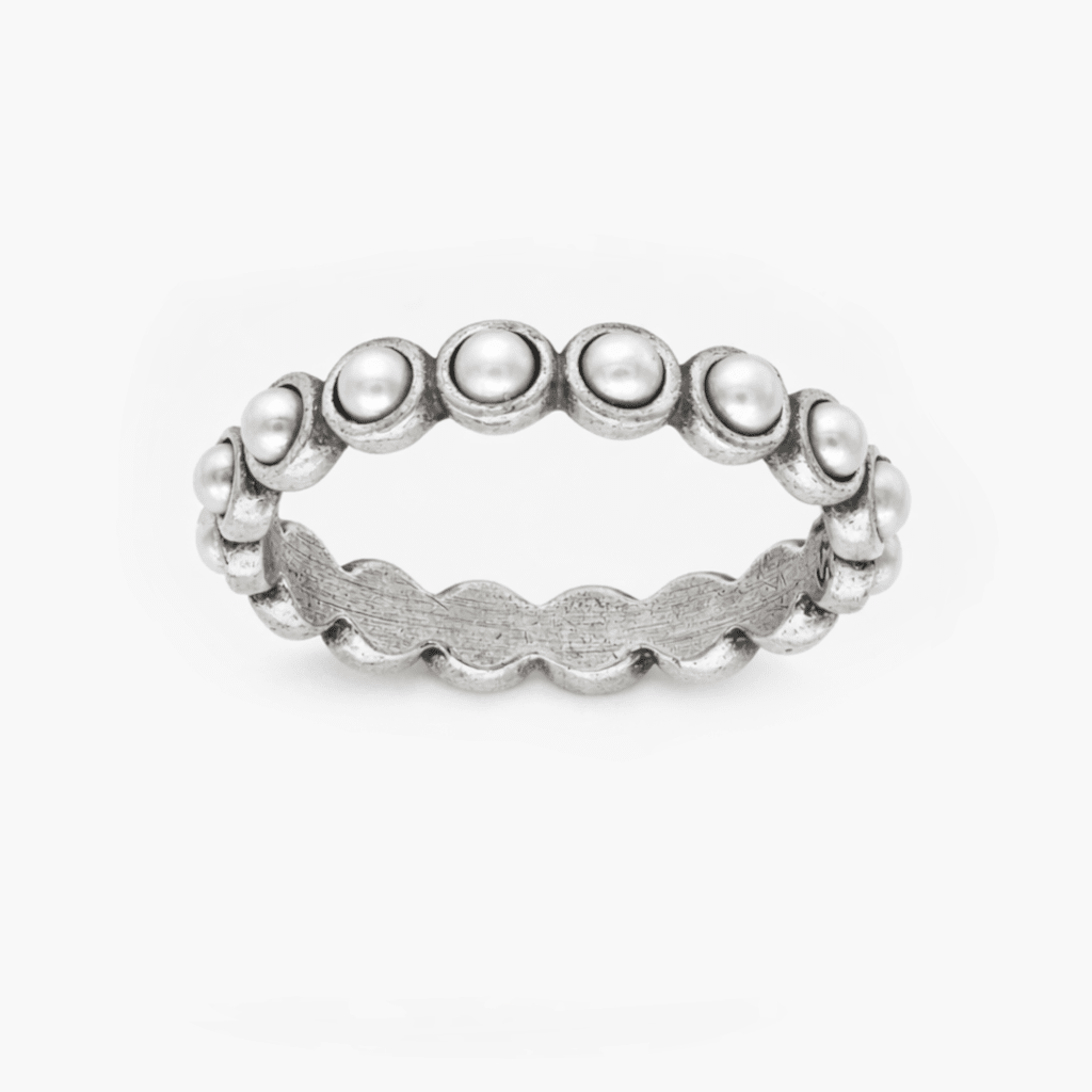 Sterling Silver Band Ring With Freshwater Pearls-Ring-Kompsós