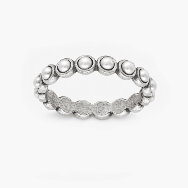 Sterling Silver Band Ring With Freshwater Pearls-Ring-Kompsós