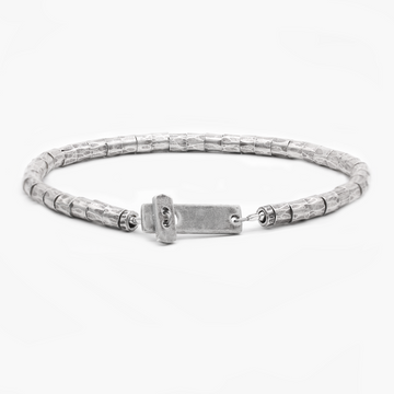 Sterling Silver Bracelet With Hammered Beads-Bracelet-Kompsós
