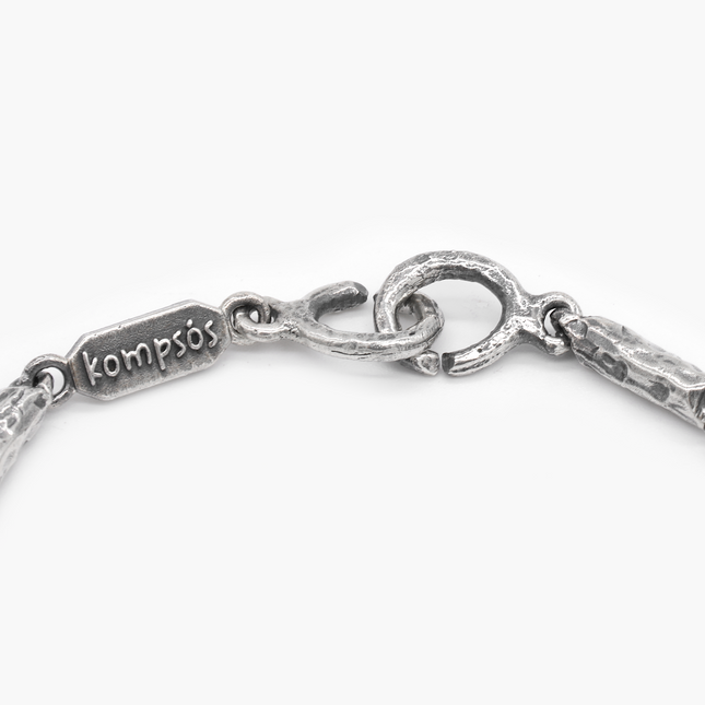 Sterling Silver Bracelet With Hammered Links-Bracelet-Kompsós