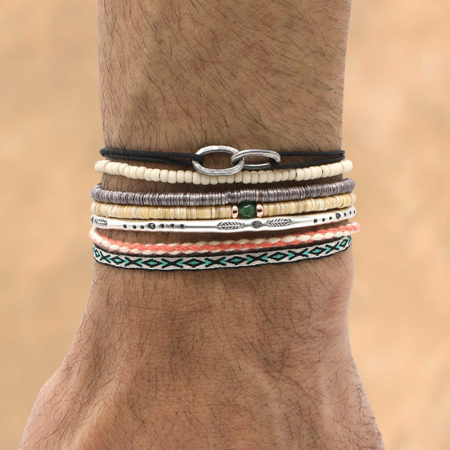 Sterling Silver Disc Beads "Ares" Bracelet-Kompsós