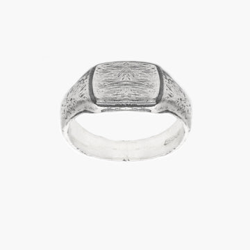 Sterling Silver Mini Signet Ring With Aged Finish-Ring-Kompsós