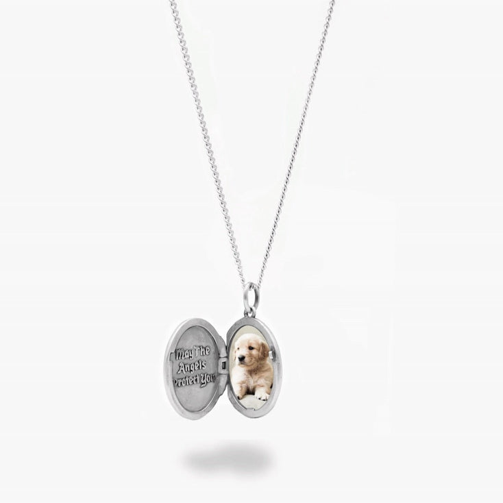 Sterling Silver Photo Locket Necklace-Necklace-Kompsós