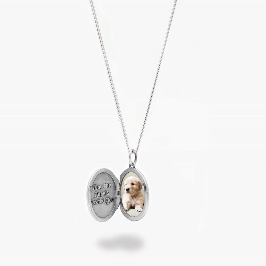 Sterling Silver Photo Locket Necklace-Necklace-Kompsós