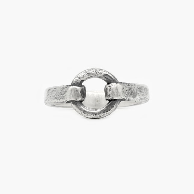 Sterling Silver Round Perforated Signet Ring-Ring-Kompsós