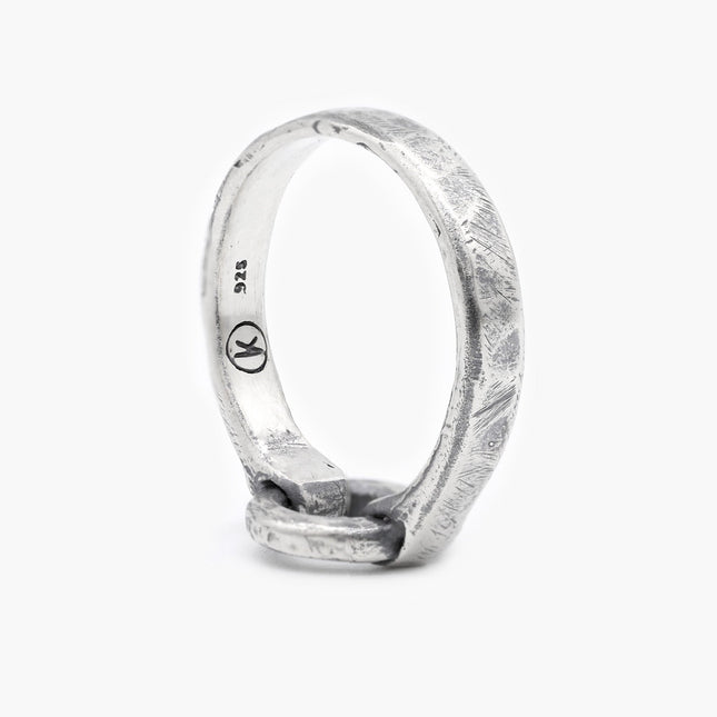Sterling Silver Round Perforated Signet Ring-Ring-Kompsós