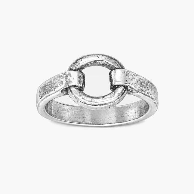 Sterling Silver Round Perforated Signet Ring-Ring-Kompsós