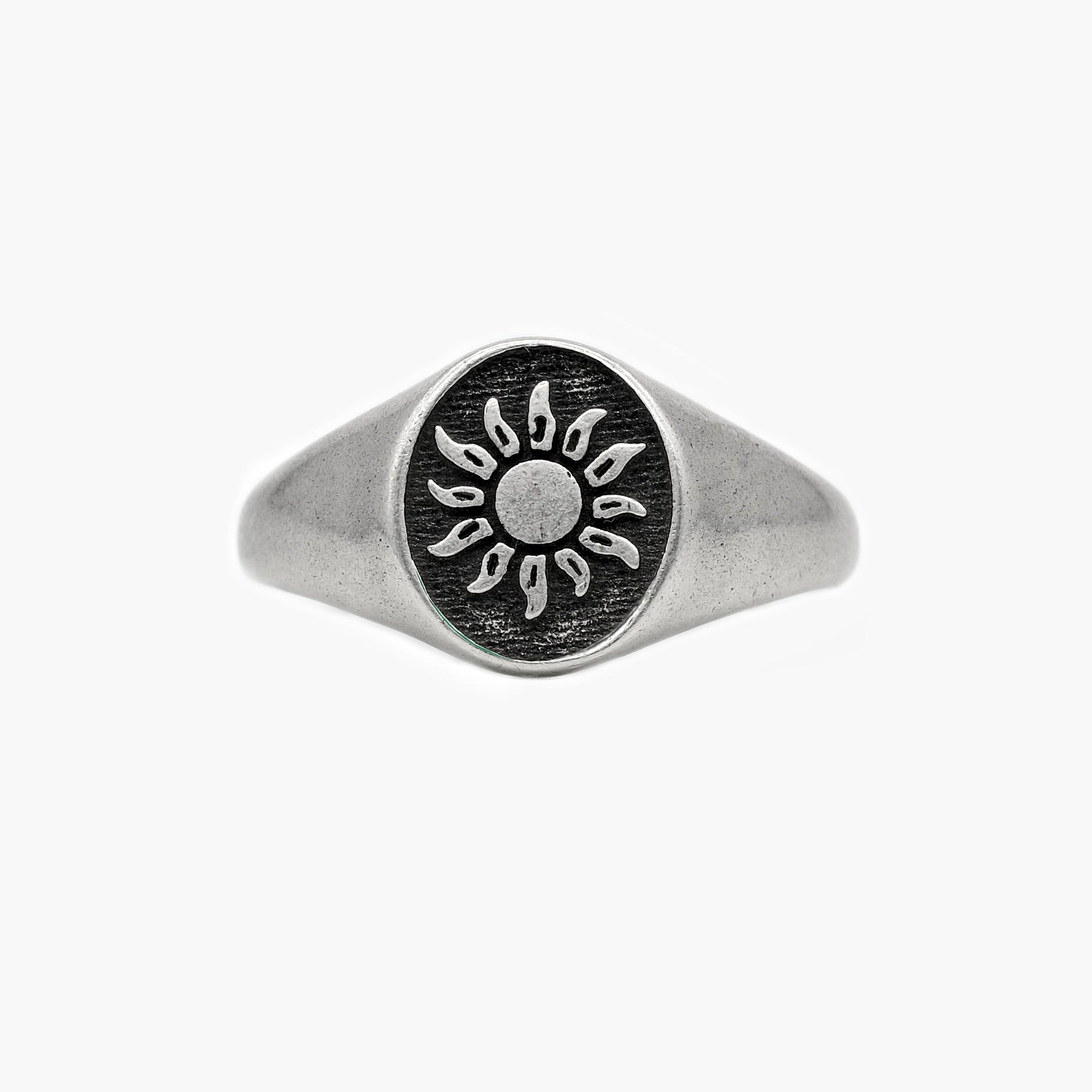 Sterling Silver Sunburst Ring With Aged Finish-Ring-Kompsós