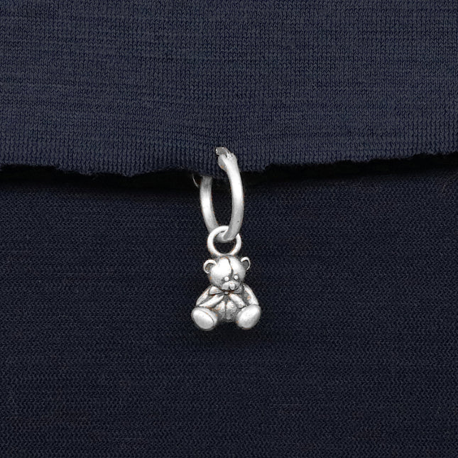 Sterling Silver Teddy Bear Earring-Earring-Kompsós