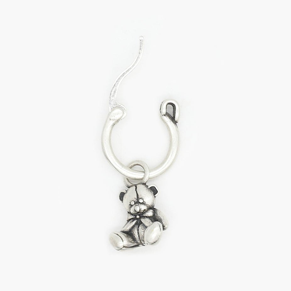 Sterling Silver Teddy Bear Earring-Earring-Kompsós