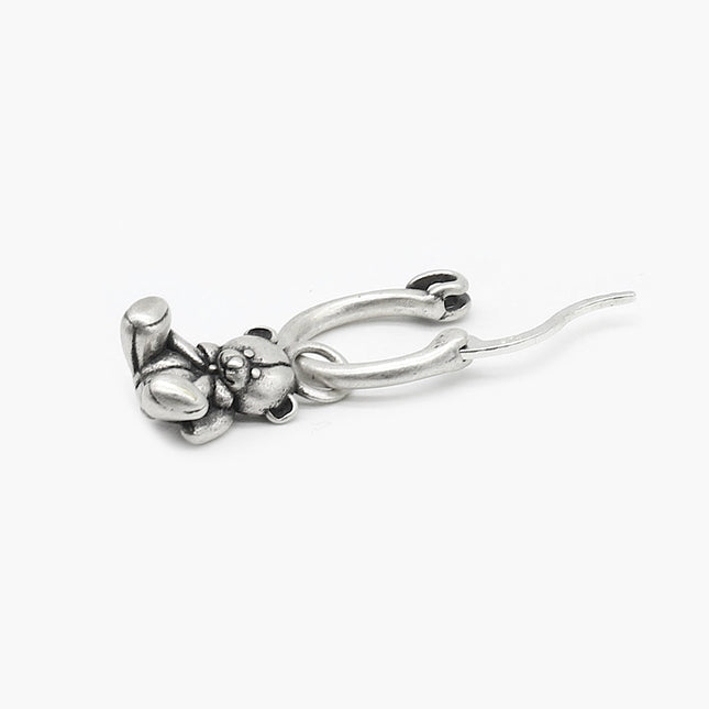 Sterling Silver Teddy Bear Earring-Earring-Kompsós