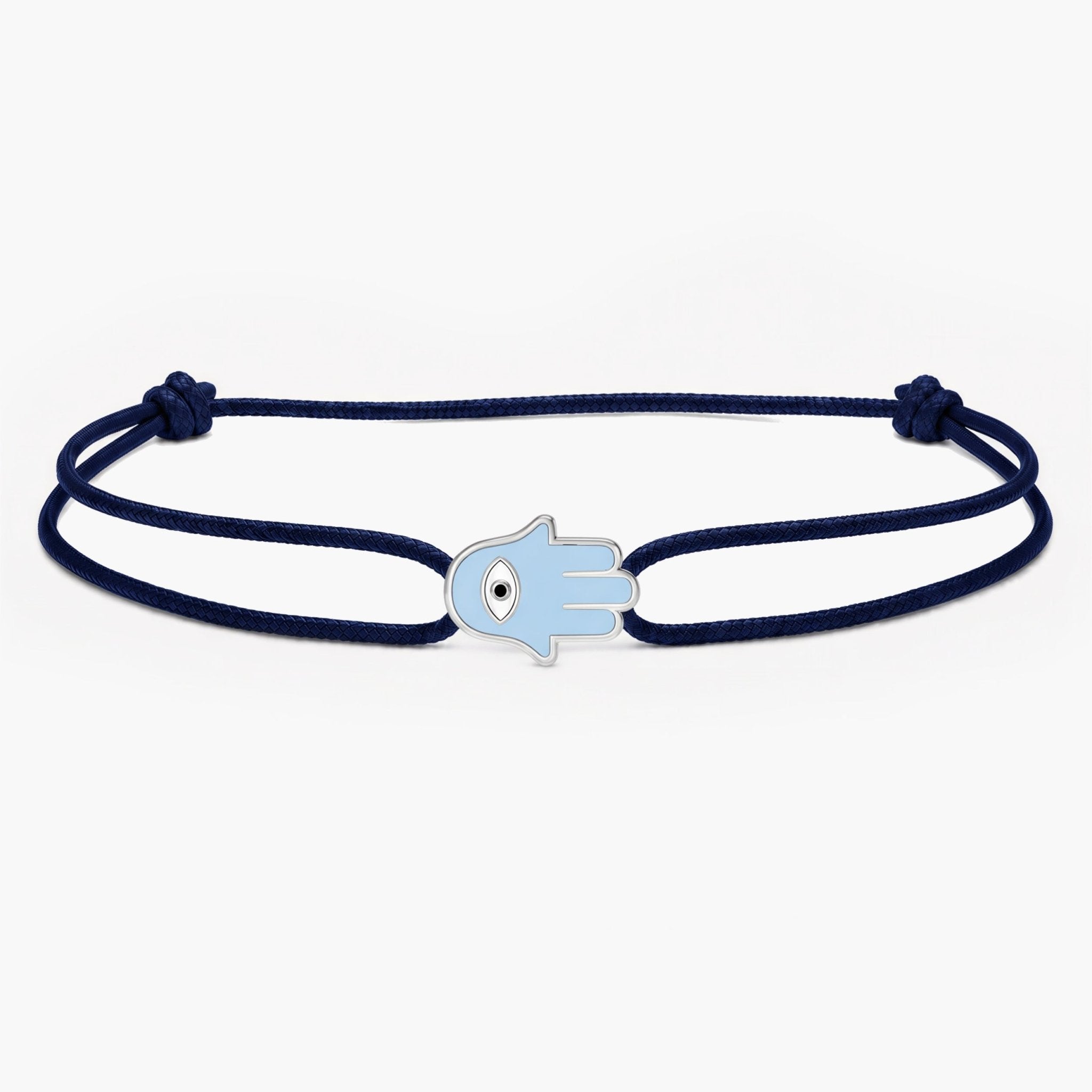 String Bracelet With Enamelled Hamsa Charm (Dark Blue)-Bracelet-Kompsós