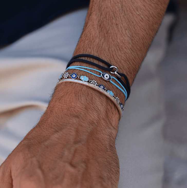 String Bracelet With Evil Eye Charm (Dark Blue)-Bracelet-Kompsós